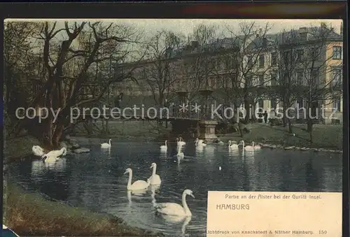 Hamburg Alster Gurlitt Insel Schwaene Kat. Hamburg