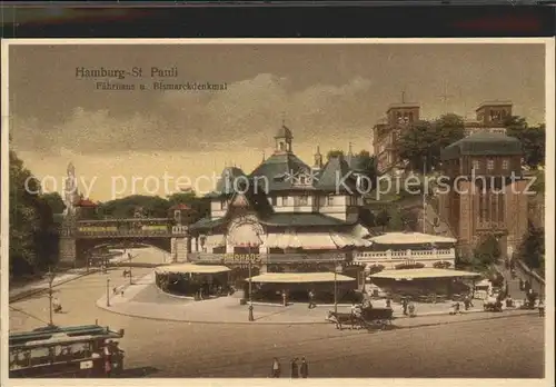 St Pauli Faehrhaus Bismarckdenkmal Kat. Hamburg