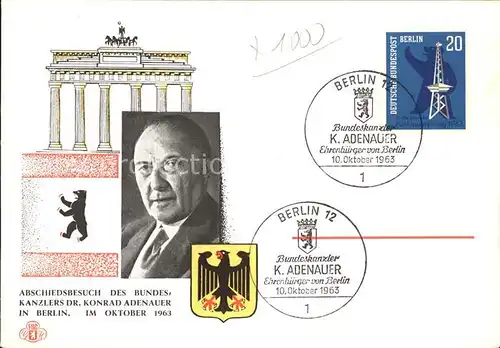 Berlin Abschiedsbesuch Bundeskanzler Dr Konrad Adenauer  Kat. Berlin