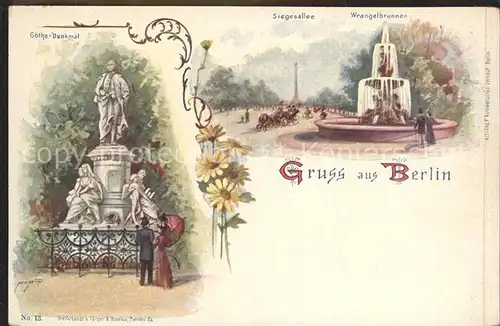 Berlin Siegesallee Wrangelbrunnen Goethe  Denkmal Kat. Berlin