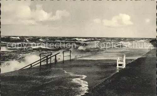 Cuxhaven Nordseebad Sturmflut bei der Kugelbake Kat. Cuxhaven