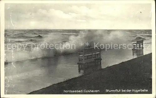 Cuxhaven Nordseebad Sturmflut bei der Kugelbake Kat. Cuxhaven