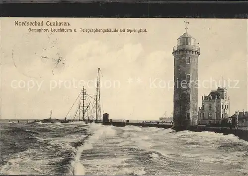 Cuxhaven Nordseebad Semaphor Leuchtturm Telegraphengebaeude  Kat. Cuxhaven
