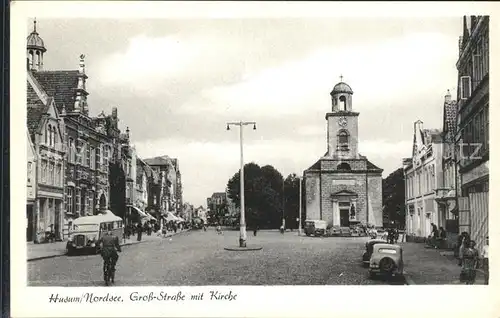 Husum Nordfriesland Gross Strasse mit Kirche / Husum /Nordfriesland LKR