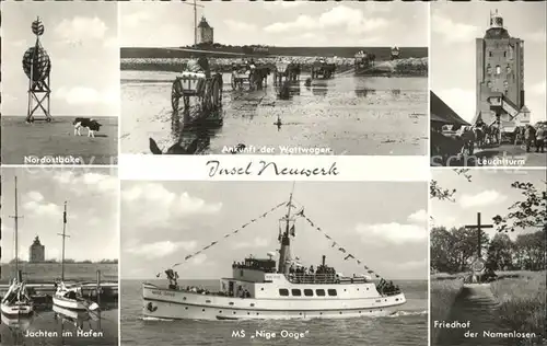 Insel Neuwerk Leuchtturm Nordostbake MS Nige Ooge Kat. Hamburg