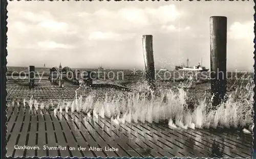 Cuxhaven Nordseebad Sturmflut an der Alten Liebe Kat. Cuxhaven