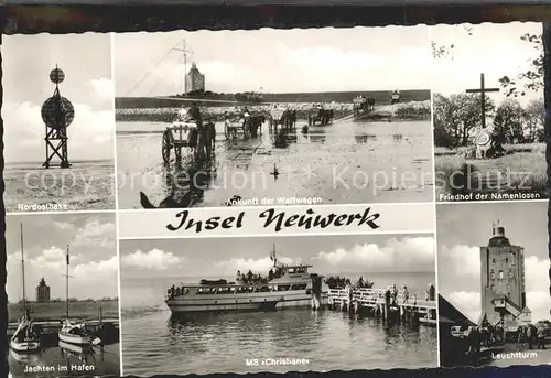 Insel Neuwerk Friedhof der Namenlosen Ankunft der Wattwagen  Kat. Hamburg