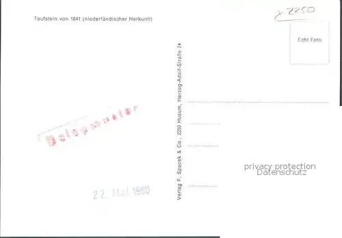 Husum Nordfriesland Taufstein / Husum /Nordfriesland LKR