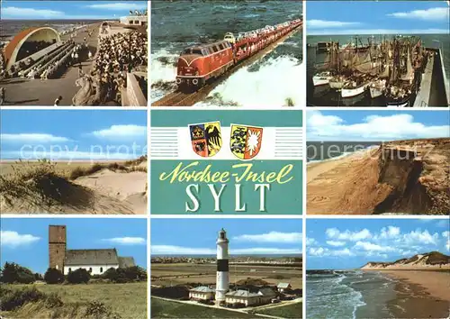 Insel Sylt Leuchtturm Strand Hindenburgdamm Kat. Westerland