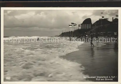 Westerland Sylt Flut Strand Kat. Westerland