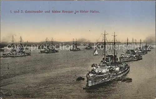 Kiel 1. und 2. Geschwader Kleine Kreuzer Kieler Hafen Kat. Kiel