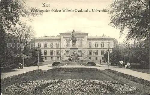 Kiel Schlossgarten Kaiser Wilhelm Denkmal und Universitaet Kat. Kiel