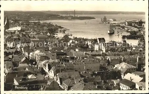 Flensburg Stadtblick mit Hafen Kat. Flensburg