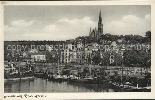 Flensburg Hafenpartie Schiffe Kirche Kat. Flensburg