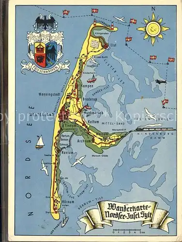 Insel Sylt Wanderkarte Kat. Westerland
