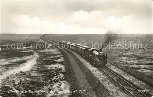 Sylt Hindenburgdamm Dampflok Kat. Sylt Ost