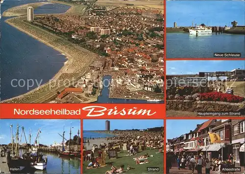 Buesum Nordseebad Fliegeraufnahme Schleuse Alleestrasse Hafen Strand Kat. Buesum