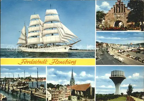 Flensburg Segelschiff Tor Turm Hafen Kat. Flensburg