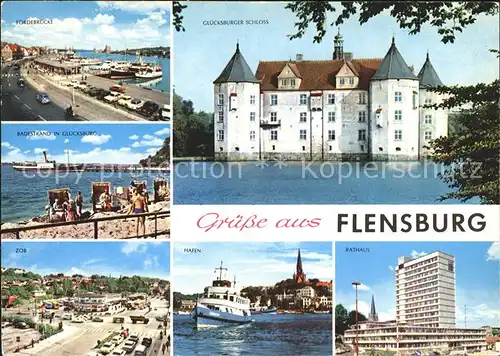 Flensburg Gluecksburger Schloss Strand Foerdebruecke Hafen Kat. Flensburg