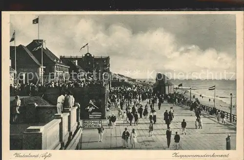 Westerland Sylt Strandpromenade mit Musikpavillon Kat. Westerland