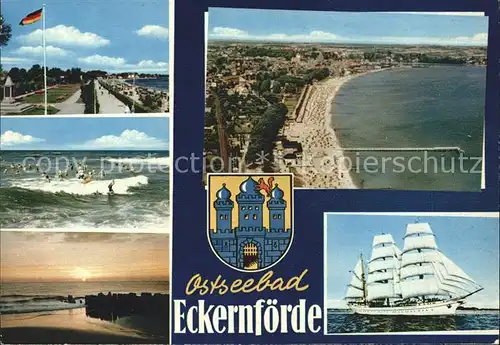 Eckernfoerde Segelschiff Strand Fliegeraufnahme Kat. Eckernfoerde