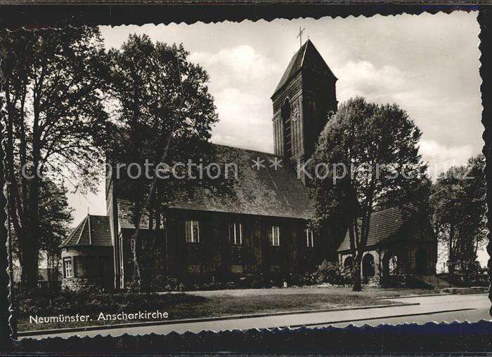 Neumünster 80er Jahre color Ansichtskarte Postkarte Anscharkirche Kirche Church 