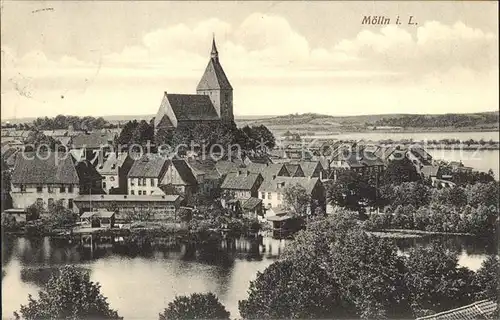 Moelln Lauenburg Panorama mit Kirche Kat. Moelln