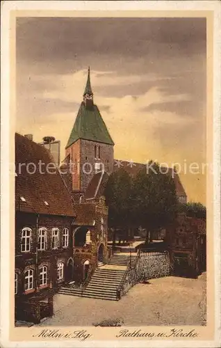 Moelln Lauenburg Rathaus und Kirche Kat. Moelln