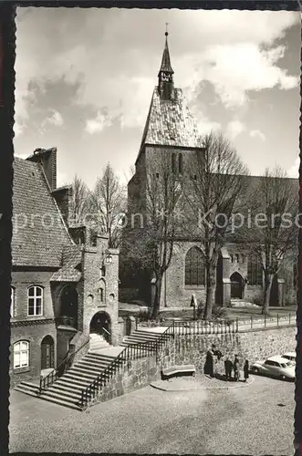 Moelln Lauenburg Sankt Nicolai Kirche mit Rathaustreppe und Gerichtslaube Kat. Moelln