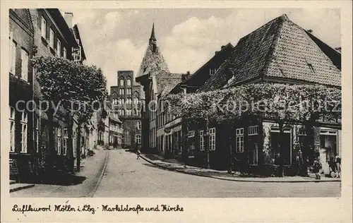 Moelln Lauenburg Marktstrasse und Kirche Kat. Moelln