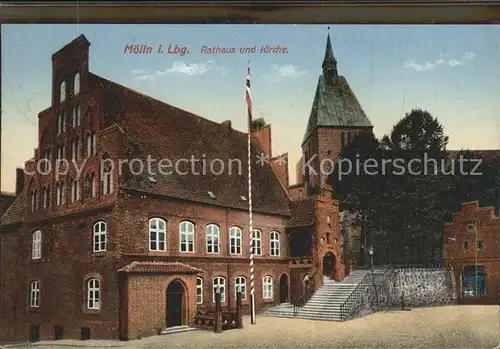 Moelln Lauenburg Rathaus und Kirche Kat. Moelln