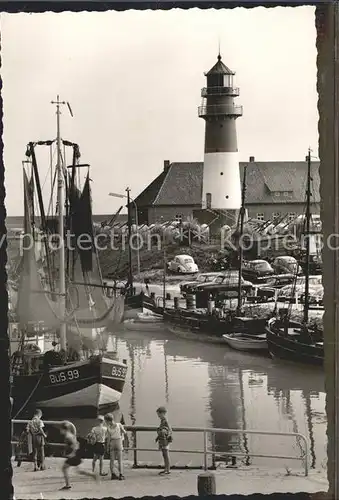 Buesum Nordseebad Bootshafen und Leuchtturm Kat. Buesum