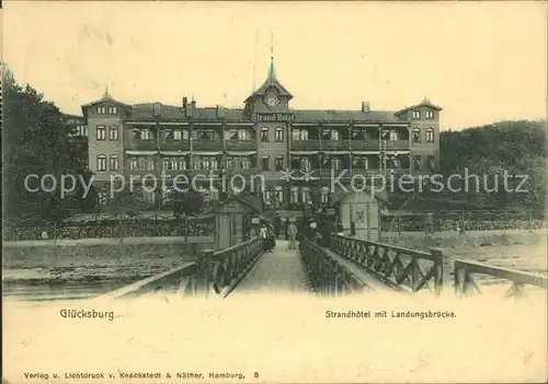 Gluecksburg Ostseebad Strandhotel mit Landungsbruecke Kat. Gluecksburg (Ostsee)