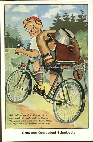 Scharbeutz Ostseebad Radfahrer Karikatur Kat. Scharbeutz