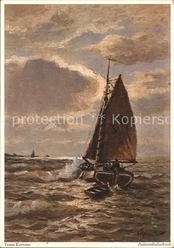 Insel Sylt Austernfischerboot vor Sylt Kuenstlerkarte Kat. Westerland