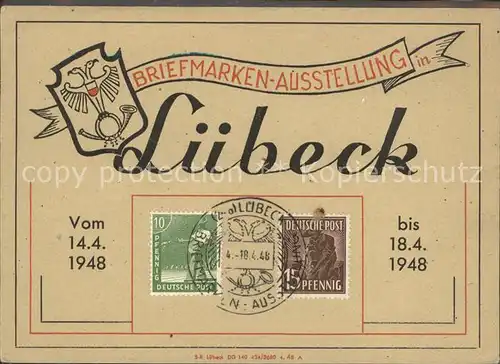 Luebeck Briefmarkenausstellung 1948 Kat. Luebeck