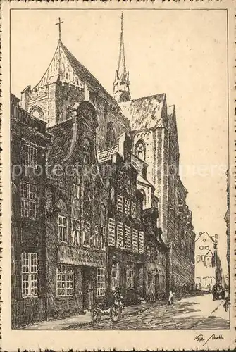 Luebeck Katharinenkirche Zeichnung Kat. Luebeck