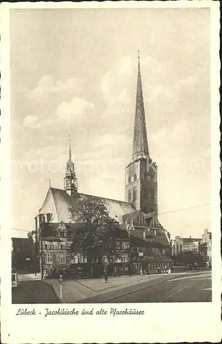 Luebeck Jacobikirche und alte Pfarrhaeuser Kat. Luebeck