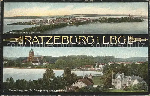 Ratzeburg Blick vom Wasserturm und von Sankt Georgsburg aus Kat. Ratzeburg