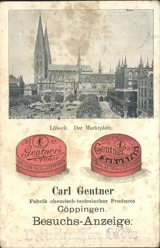 Luebeck Marktplatz Werbung Gentner s Schuhcreme  Kat. Luebeck