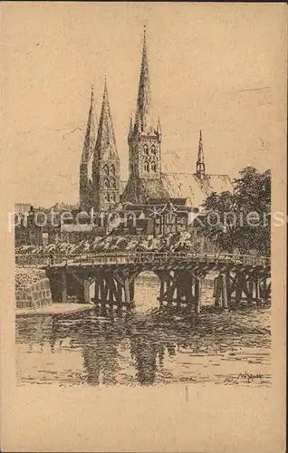 Luebeck Dankwartsbruecke Petrikirche Marienkirche W. Schodde Kat. Luebeck