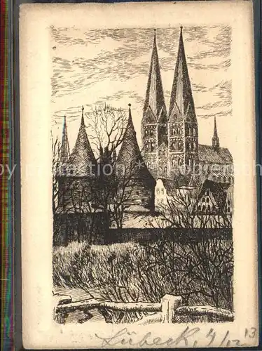 Luebeck Kirche Zeichnung Schodde Kat. Luebeck