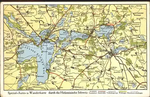 Eutin Auto  und Wanderkarte Ploen Lebrade Boesdorf  Kat. Eutin