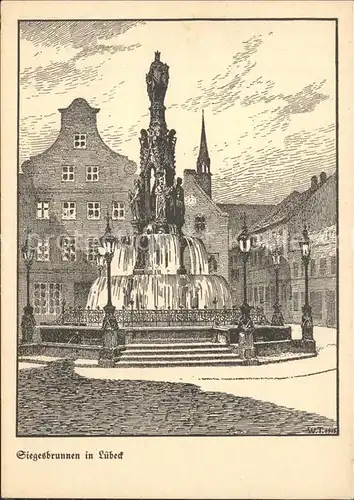 Luebeck Siegesbrunnen Zeichnung Wilhelm Thiele  Kat. Luebeck