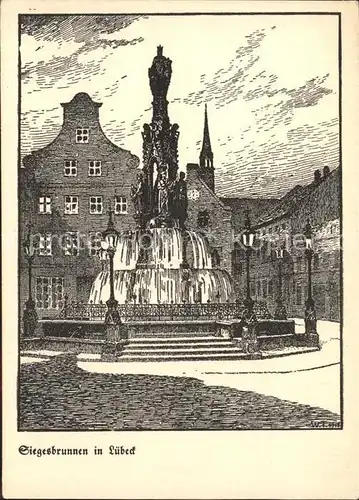Luebeck Siegesbrunnen Zeichnung Wilhelm Thiele Kat. Luebeck