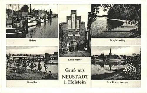 Neustadt Holstein Jungfernstieg Binnenwasser Strandbad Hafen Kat. Neustadt in Holstein