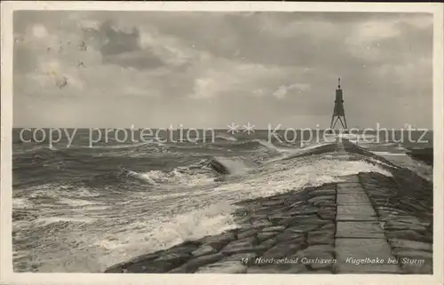 Cuxhaven Nordseebad Kugelbake bei Sturm Kat. Cuxhaven