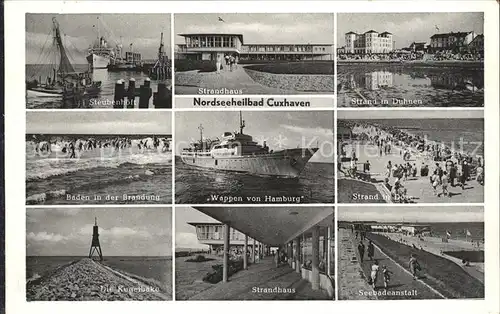 Cuxhaven Nordseebad Steubenhoeft Strandhaus Duhnen Brandung Wappen von Hamburg Doesestrand Kugelbake Seebadeanstalt Kat. Cuxhaven