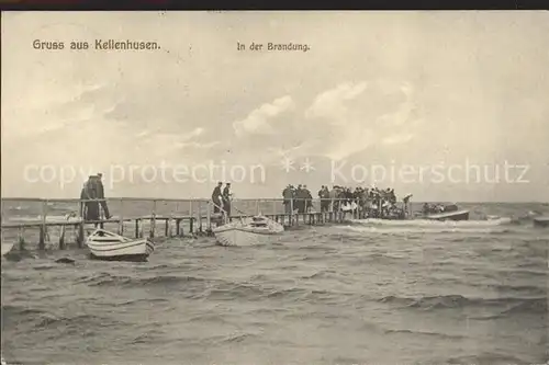 Kellenhusen Ostseebad Bootsanlegesteg in der Brandung Kat. Kellenhusen (Ostsee)