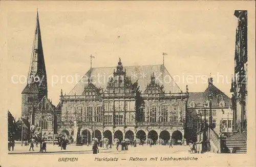 Bremen Marktplatz Rathaus mit Liebfrauenkirche Kat. Bremen